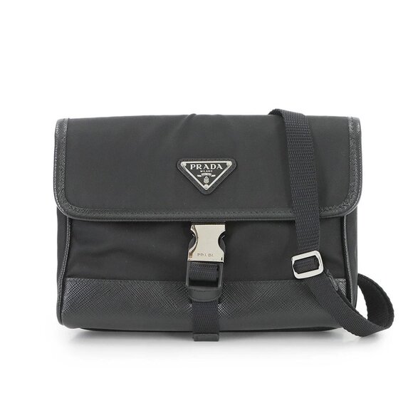 PRADA Shoulder Bag Nylon Saffiano Leather Black 2ZH108 Purse 90289914 - Picture 1 of 10